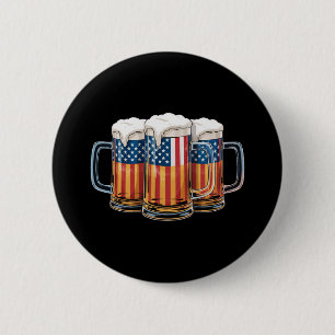 Beer American Flag 4th of July Merica Drinking USA 6 Cm Round Badge