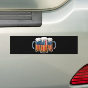 Beer American Flag 4th of July Merica Drinking USA Bumper Sticker