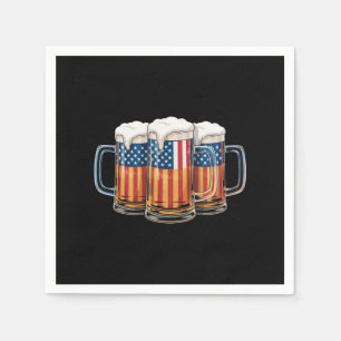Beer American Flag 4th of July Merica Drinking USA Napkin