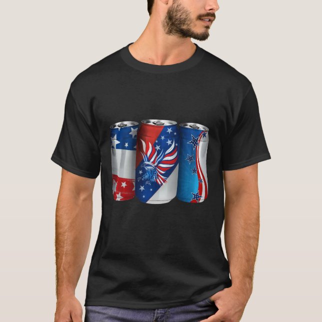 Beer American Flag 4th of July Merica Drinking USA T-Shirt (Front)