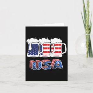 Beer American Flag 4th Of July Merica Usa Drinking Card