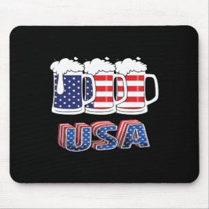 Beer American Flag 4th Of July Merica Usa Drinking Mouse Mat