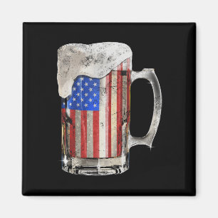 Beer American Flag 4th Of July Usa Drinking Party  Magnet