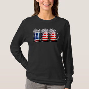 Beer American Flag 4th Of July Vintage Merica Usa T-Shirt