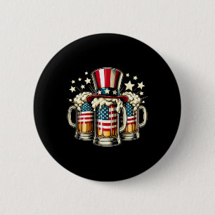 Beer American Flag Usa 4th Of July Party Drinking  6 Cm Round Badge