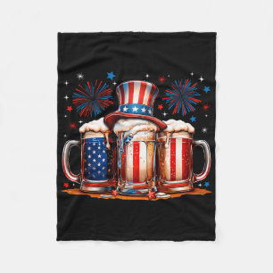 Beer American Flag Usa 4th Of July Party Drinking Fleece Blanket