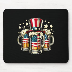 Beer American Flag Usa 4th Of July Party Drinking Mouse Mat