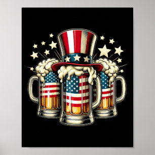 Beer American Flag Usa 4th Of July Party Drinking Poster