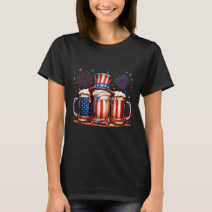 Beer American Flag Usa 4th Of July Party Drinking T-Shirt