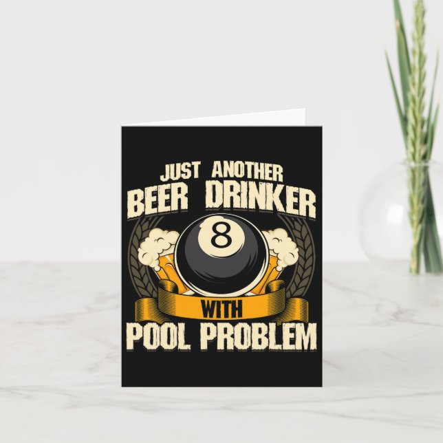Beer &amp; Billiards For Pool Hall Pub With Mugs & Card (Front)