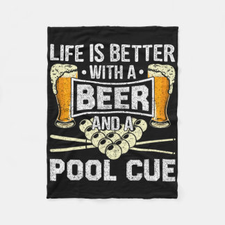 Beer And A Pool Cue Funny Drinking Billiards  Fleece Blanket