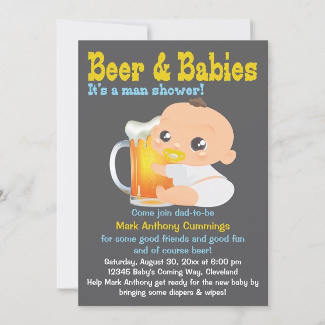 Beer And Babies Dad-To-Be Baby Shower Invitation (Front)