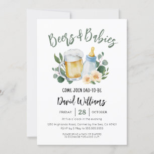 Beer and Babies Greenery Baby Shower Invitation