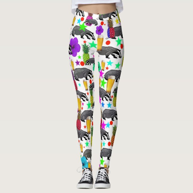 Beer And Badgers Novelty Leggings (Front)
