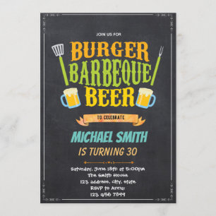 Beer and bbq birthday party invitation