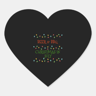 Beer And BBQ Christmas In July Gift Heart Sticker