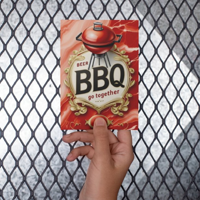Beer and BBQ Go Together Postcard (Creator Uploaded)