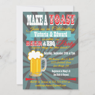 Beer and BBQ Party Couples Shower Invitation