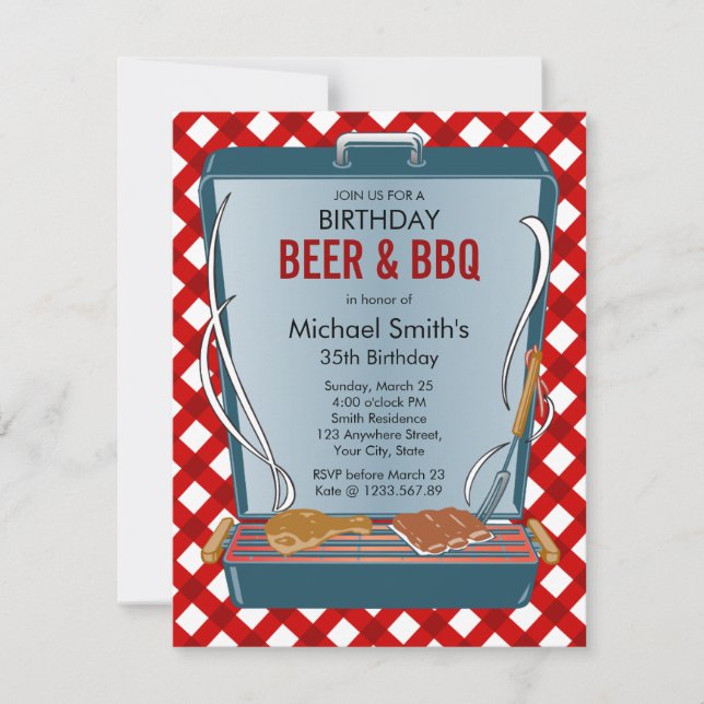 Beer and BBQ Party Invitation (Front)