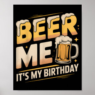 Beer and Birthday Vintage Distressed Retro Hop Poster
