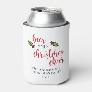 Beer and Christmas Cheer Funny Personalized Can Cooler