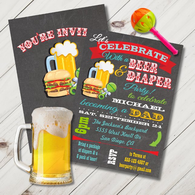 Beer and Diaper Baby Shower for Dad to be Invitation (Creator Uploaded)