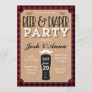 Beer and diaper baby shower invitation