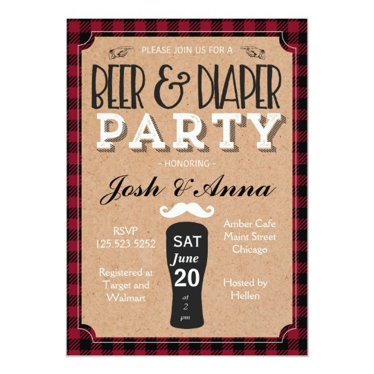 Beer and diaper baby shower invitation