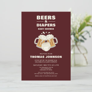 Beer and Diaper Baby Shower Party Invitation