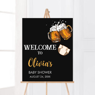 Beer and Diapers Baby Shower Welcome Poster