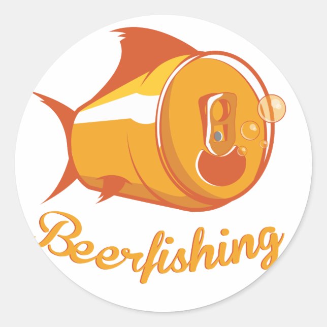 Beer and Fishing Classic Round Sticker (Front)