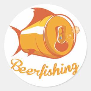 Beer and Fishing Classic Round Sticker