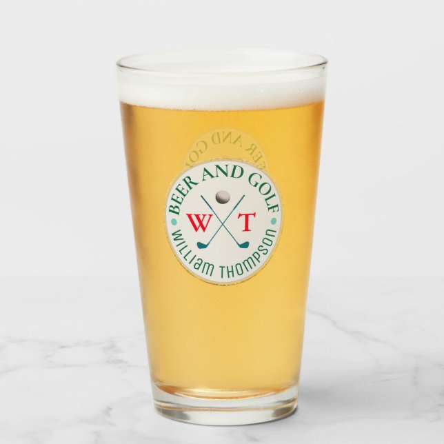 BEER AND GOLF  Golf-Player Logo Glass (Front Filled)