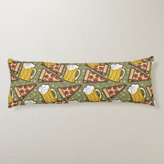 Beer and Pizza Graphic Pattern Body Cushion