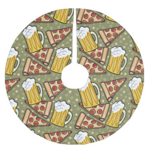 Beer and Pizza Graphic Pattern Brushed Polyester Tree Skirt