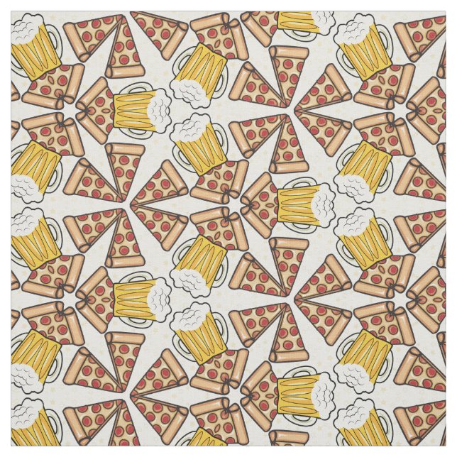 Beer and Pizza Graphic Pattern v2 Fabric (Swatch)