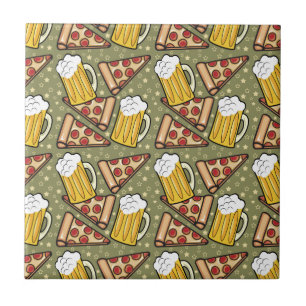 Beer and Pizza Graphic Tile