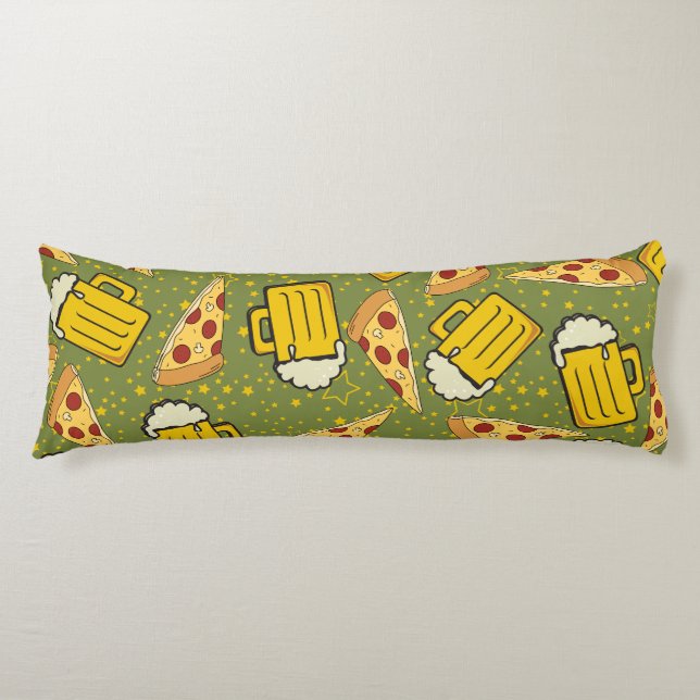 Beer and Pizza Pattern Body Cushion (Front)