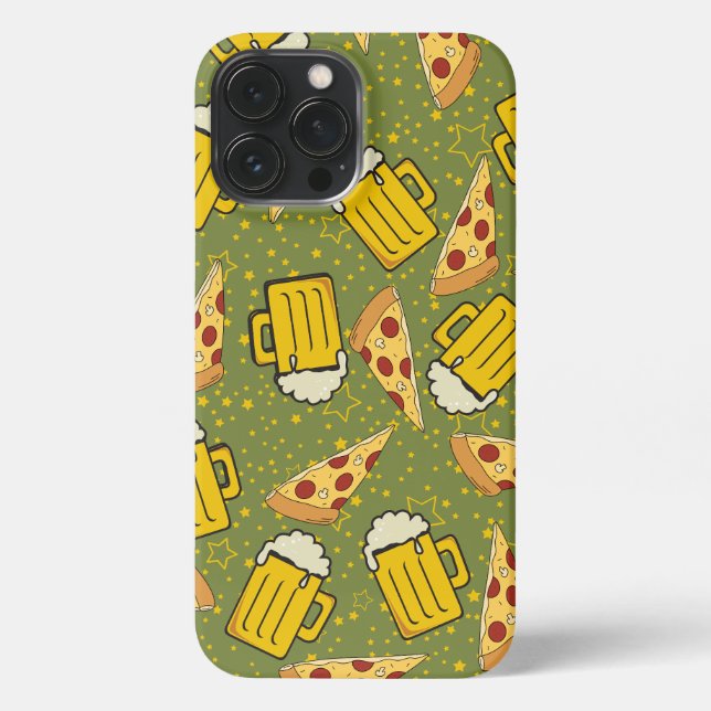 Beer and Pizza Pattern iPhone Case (Back)