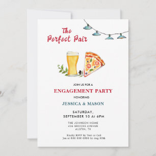 Beer and Pizza Perfect Pair Engagement Party Invitation