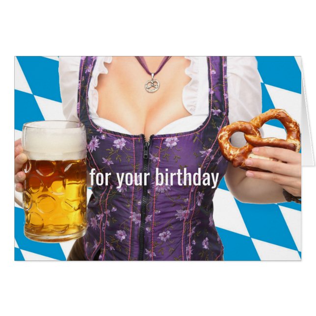 Beer and Pretzels Birthday Card (Front Horizontal)
