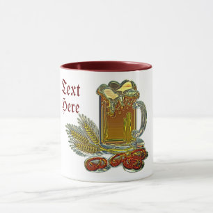 Beer and pretzels oktoberfest pub bar mug