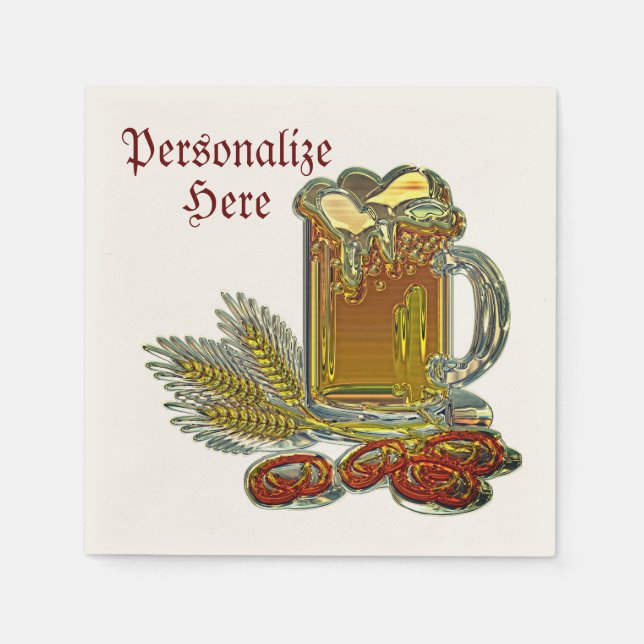 Beer and pretzels oktoberfest pub bar  napkin (Front)