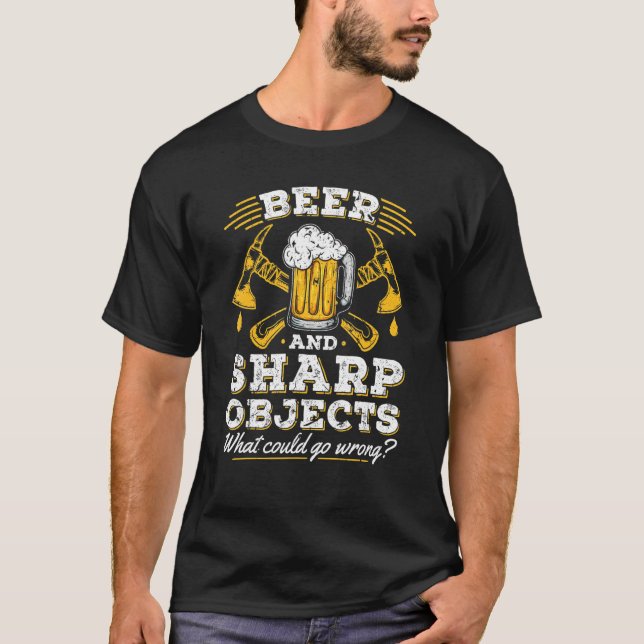 Beer And Sharp Objects Axe Throwing Specialist Mar T-Shirt (Front)