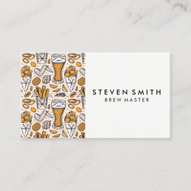 Beer and Snacks Pattern Business Card (Front)