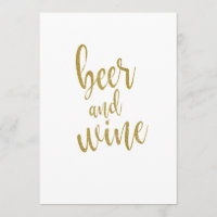 Beer and Wine Gold Glitter Affordable Sign