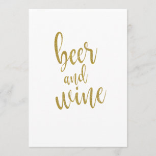 Beer and Wine Gold Glitter Affordable Sign Invitation