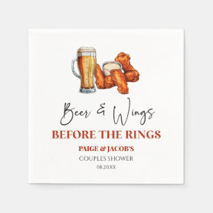 Beer and Wings Before The Rings Couples Shower Napkin