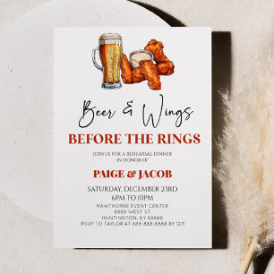 Beer and Wings Before The Rings Rehearsal Dinner Invitation