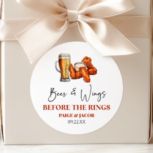 Beer and Wings Before The Wings Rehearsal Dinner Classic Round Sticker